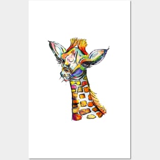 Giraffe colorful Posters and Art